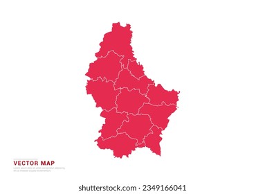 Luxembourg Map - abstract style red isolated on white background for infographic, design vector.