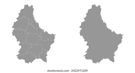 Mapa de Luxemburgo con divisiones administrativas. Ilustración vectorial.