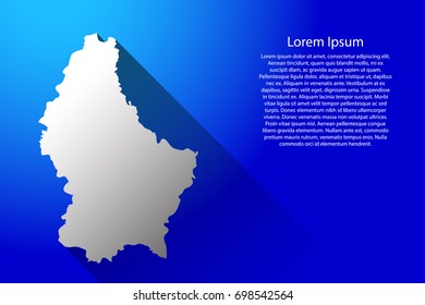 Luxembourg map of Australia with long gradient shadow on blue background of vector illustration