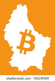 Luxembourg map with bitcoin crypto currency symbol illustration
