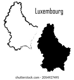 Luxembourg map black and white vector illustration.