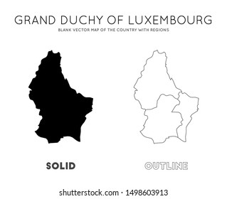 Luxembourg map. Blank vector map of the Country with regions. Borders of Luxembourg for your infographic. Vector illustration.