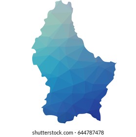 Luxembourg map - blue geometric rumpled triangular low poly style gradient graphic background