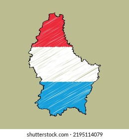 Luxembourg map with chalk effect vector graphics
