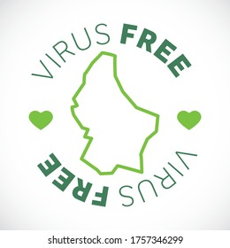 Luxembourg map cornavirus free zone. Virus clear area.