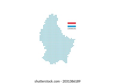 Luxembourg map design blue circle, white background with Luxembourg flag.