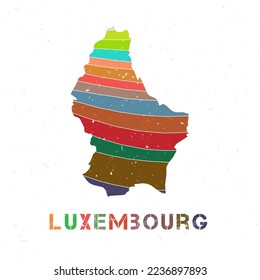 Luxembourg map design. Shape of the country with beautiful geometric waves and grunge texture. Elegant vector illustration.