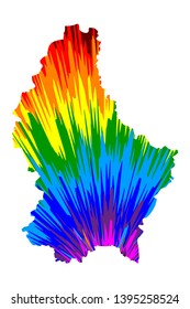 Luxembourg - map is designed rainbow abstract colorful pattern, Grand Duchy of Luxembourg map made of color explosion,