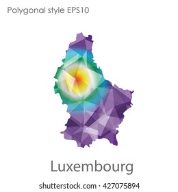 Luxembourg map in geometric polygonal style.Abstract gems triangle,modern design background.