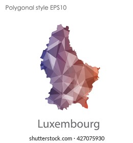 Luxembourg map in geometric polygonal style.Abstract gems triangle,modern design background.
