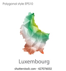 Luxembourg map in geometric polygonal style.Abstract gems triangle,modern design background.