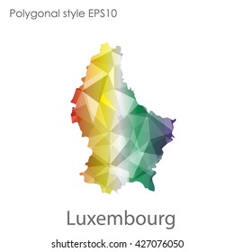 Luxembourg map in geometric polygonal style.Abstract gems triangle,modern design background.