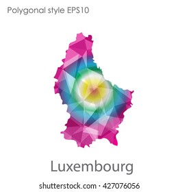 Luxembourg map in geometric polygonal style.Abstract gems triangle,modern design background.