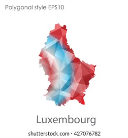 Luxembourg map in geometric polygonal style.Abstract gems triangle,modern design background.