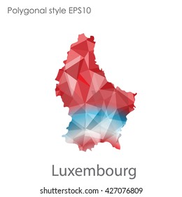 Luxembourg map in geometric polygonal style.Abstract gems triangle,modern design background.
