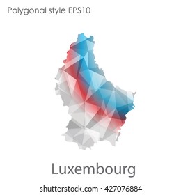 Luxembourg map in geometric polygonal style.Abstract gems triangle,modern design background.