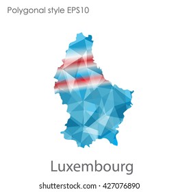 Luxembourg map in geometric polygonal style.Abstract gems triangle,modern design background.