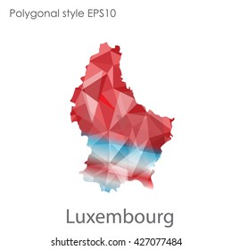 Luxembourg map in geometric polygonal style.Abstract gems triangle,modern design background.
