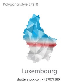 Luxembourg map in geometric polygonal style.Abstract gems triangle,modern design background.