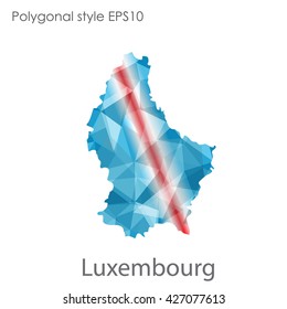 Luxembourg map in geometric polygonal style.Abstract gems triangle,modern design background.
