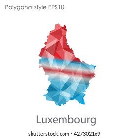Luxembourg map in geometric polygonal style.Abstract gems triangle,modern design background.