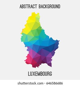 Luxembourg map in geometric polygonal,mosaic style in rainbow colors.Abstract tessellation,modern design background,low poly. Vector illustration.