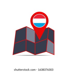 Luxembourg map icon with country flags