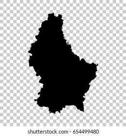 Luxembourg map isolated on transparent background. Black map for your design. Vector illustration, easy to edit.
