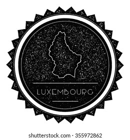 Luxembourg Map Label with Retro Vintage Styled Design. Hipster grungy insignia vector illustration