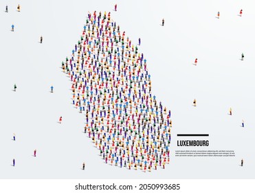 Luxembourg Map. A large group of people form to create a shape of the Luxembourg Map. vector illustration.