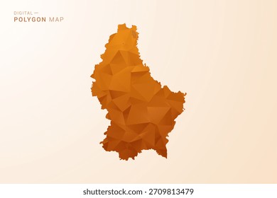 Mapa de Luxemburgo - Ilustración vectorial de polígono de bajo poliéster en tono naranja, estilo geométrico limpio, aislado sobre fondo blanco.