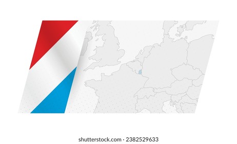 Luxembourg map in modern style with flag of Luxembourg on left side. Vector illustration of a map.