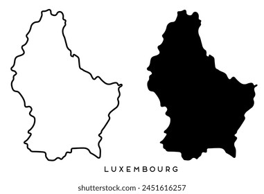 Luxembourg map outlined and black vector set