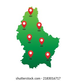 Luxembourg Map with pin location
