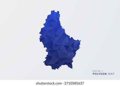 Mapa de Luxemburgo - Ilustración vectorial de estilo polígono en degradado azul profundo, diseño geométrico de bajo poli, silueta limpia aislada sobre fondo blanco para infografías.