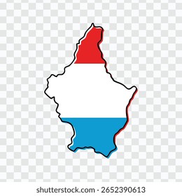  Luxembourg Map with Red, White, and Blue Flag Colors