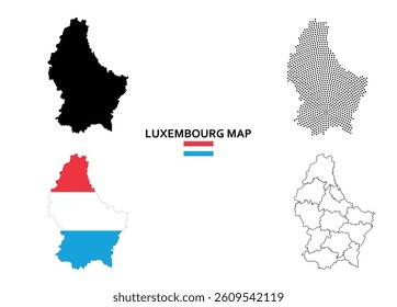 Luxembourg map. Set of vector maps. dotted map.