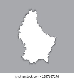 Luxembourg map silhouette with shadow effect. EPS10 vector with transparency organized in layers for easy editing.