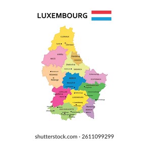 Luxembourg map. States of Luxembourg.