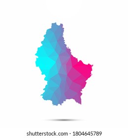 Luxembourg map triangle low poly geometric polygonal abstract style. Luxembourg abstract map. Cyan pink gradient abstract tessellation modern design background low poly. Vector illustration