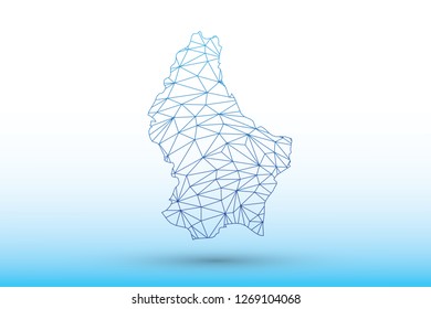 Luxembourg map vector of blue color geometric connected lines using triangles on light background illustration meaning strong network