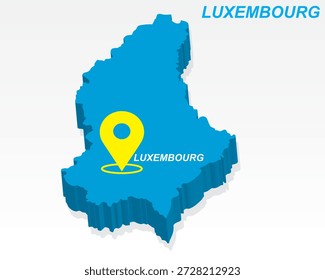 Luxemburg Karte Vektor, Luxemburg Hauptstadt Marker auf blauem 3D Land Form, Luxemburg Infografik Design, bearbeitbare Zielzeiger Luxemburg Geografie