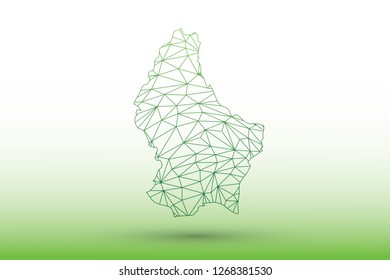 Luxembourg map vector of green color geometric connected lines using triangles on light background illustration meaning strong network