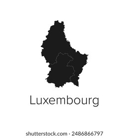 Luxembourg Map Vector Illustration - Silhouette, Outline, Luxembourg Travel and Tourism Map
