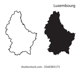 Luxembourg map vector illustration, Luxembourg map silhouette, Luxembourg country, Black and white Luxembourg map 