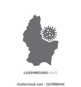Luxembourg map with a virus microbe. Illness and disease outbreak