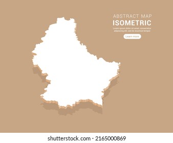 Luxemburgo mapea blanco sobre fondo marrón con vector isométrico.