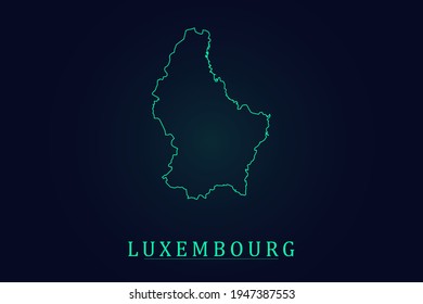 Luxembourg Map - World Map International vector template with thin green outline or outline graphic sketch style and green color isolated on dark background - Vector illustration eps 10