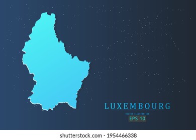 Luxembourg Map - World Map International vector template with 3d, gradient blue color and stars isolated on galaxy background - Vector illustration eps 10