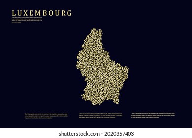 Luxembourg Map - World Map International vector template with Gold grid on dark background for banner, website, infographic, education - Vector illustration eps 10